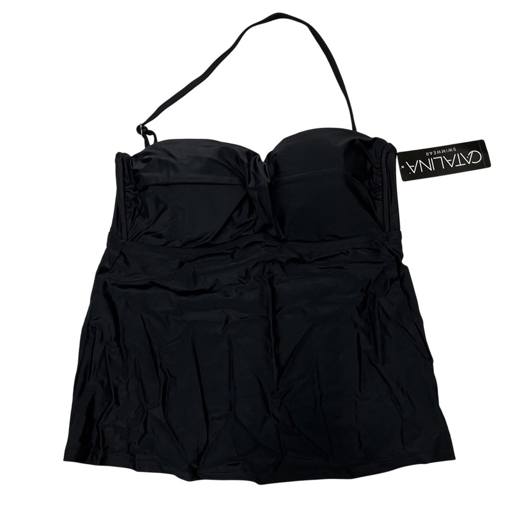 Catalina Tankini Women M Black Twist Front Bandeau Swim Top Classic Beach Resort